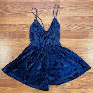 Pacsun LA Hearts Blue Velvet Romper